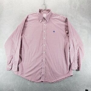 Brooks‎ Brothers Shirt Mens XL Red Gingham Oxford Non Iron Supima Cotton